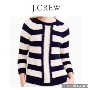 J. Crew cotton / linen blend striped chunky knit sweater size small